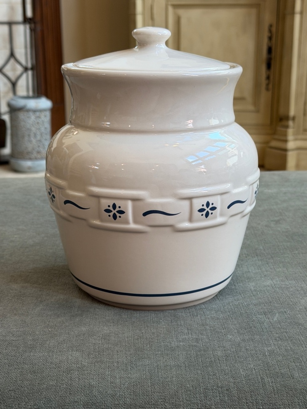 Longaberger Woven Traditions Classic BLUE Canister Large 10” Tall EUC